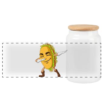 Dabbing Taco Shirt - Panoramic Cookie Jar with Wooden Lid - white - Front