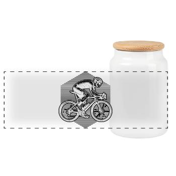 Gift idea for a road bike with road bike - Panoramic Cookie Jar with Wooden Lid - white - Front