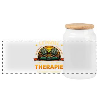 Le padel c’est ma thérapie humour sport - Boîte à biscuits avec couvercle en bois - blanc - Devant