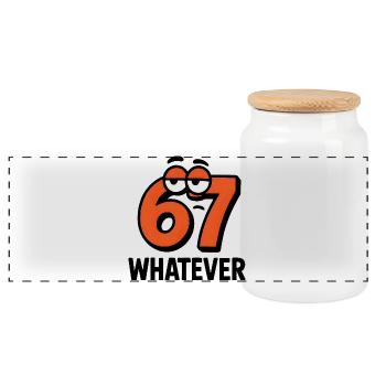 Six Seven Whatever Italian Brainrot Humor Meme  - Panorama Keksdose mit Holzdeckel - Weiß - Vorne