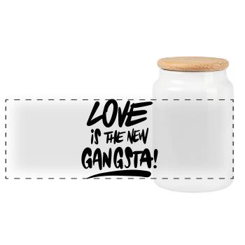 Love is the new gangsta - Panorama Keksdose mit Holzdeckel - Weiß - Vorne