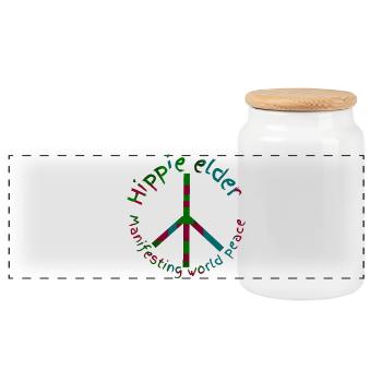Hippies-Frieden - Panorama Keksdose mit Holzdeckel - Weiß - Vorne
