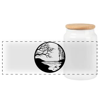 Lac - Boîte à biscuits avec couvercle en bois - blanc - Devant