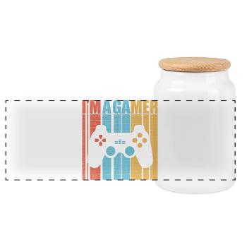 I'm a Gamer Gaming Zocker nerd and game Controller - Panorama Keksdose mit Holzdeckel - Weiß - Vorne