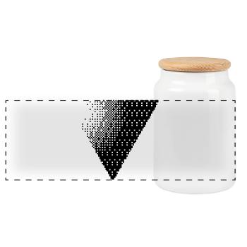Kühnes Dreiecksdesign T-Shirt - Panorama Keksdose mit Holzdeckel - Weiß - Vorne