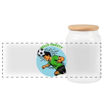 Héros du football de la caricature Header - Boîte à biscuits avec couvercle en bois - blanc - Devant