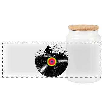 DJ Vinyl Party Music Club Design - Boîte à biscuits avec couvercle en bois - blanc - Devant