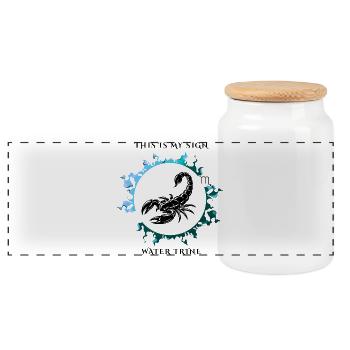 My Sign Is Scorpio - Panoramic Cookie Jar with Wooden Lid - white - Front
