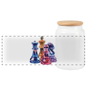 Schach Kristall Figuren Design für Männer Geschenk - Panorama Keksdose mit Holzdeckel - Weiß - Vorne