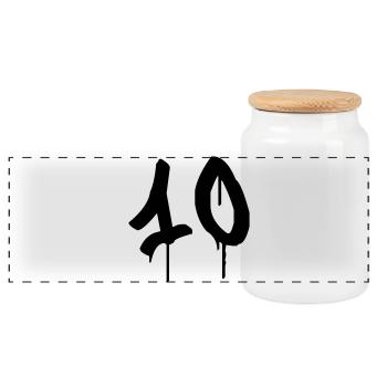 Number 10 Urban Graffiti Style - Panoramic Cookie Jar with Wooden Lid - white - Front