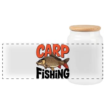 Carpe – Sportfischer Design - Boîte à biscuits avec couvercle en bois - blanc - Devant