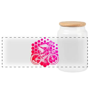 Idée cadeau pour un vélo de route avec vélo de route - Boîte à biscuits avec couvercle en bois - blanc - Devant