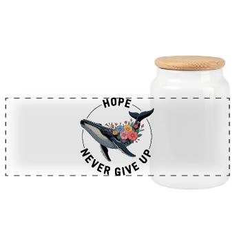 NEVER GIVE UP • FAN SHIRT - Panoramic Cookie Jar with Wooden Lid - white - Front