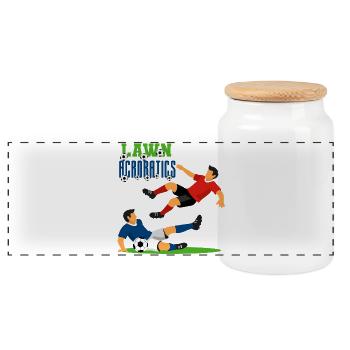 Acrobaties sur pelouse Action de football - Boîte à biscuits avec couvercle en bois - blanc - Devant