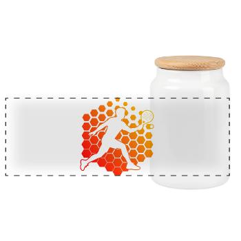 Padel coach gift idea for padel racket fans - Panoramic Cookie Jar with Wooden Lid - white - Front