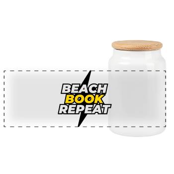Répétition du livre de plage - Boîte à biscuits avec couvercle en bois - blanc - Devant