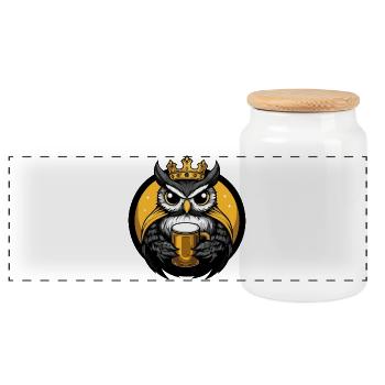 Eule Bier Lustig - Panorama Keksdose mit Holzdeckel - Weiß - Vorne