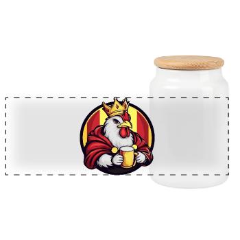 Chicken Beer Funny - Panoramic Cookie Jar with Wooden Lid - white - Front