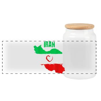 Iranische Herzflagge - Panorama Keksdose mit Holzdeckel - Weiß - Vorne