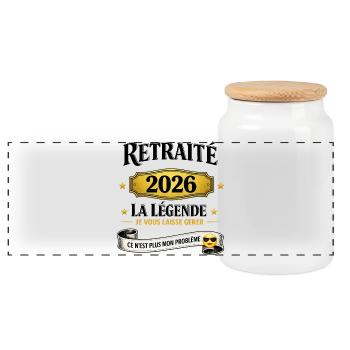 Retraité 2026 – La Légende. - Boîte à biscuits avec couvercle en bois - blanc - Devant