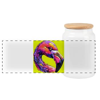 Flamant - Boîte à biscuits avec couvercle en bois - blanc - Devant