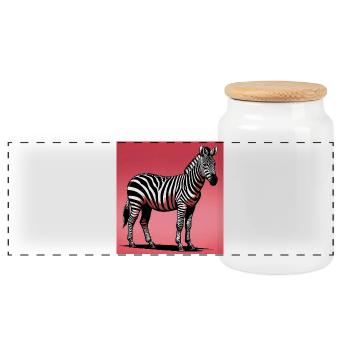 Zebra - Panorama Keksdose mit Holzdeckel - Weiß - Vorne