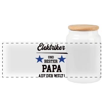 Elektriker Bester Papa Vatertag Geburtstag - Panorama Keksdose mit Holzdeckel - Weiß - Vorne