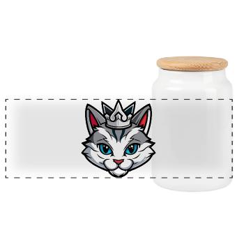Couronne de tête symbole de chat - Boîte à biscuits avec couvercle en bois - blanc - Devant