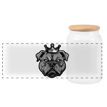 Mastiff Hund Krone - Panorama Keksdose mit Holzdeckel - Weiß - Vorne