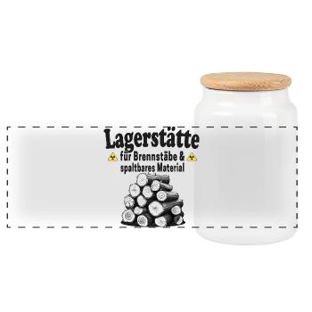 Lagerstätte Brennstäbe lustiger Holz Spruch - Panorama Keksdose mit Holzdeckel - Weiß - Vorne