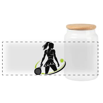 Padel Girl - Panorama Keksdose mit Holzdeckel - Weiß - Vorne