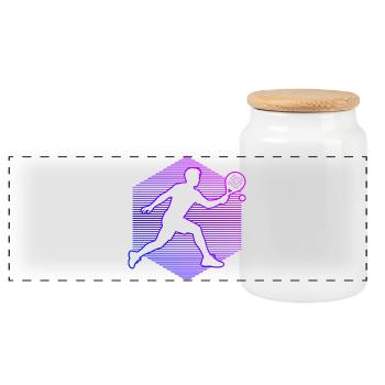 Gift idea for padel accessories fans with padel club - Panoramic Cookie Jar with Wooden Lid - white - Front