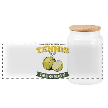 Fresh Premium Tennis Hoodie, Shirt, Mug, Bag - Panoramic Cookie Jar with Wooden Lid - white - Front