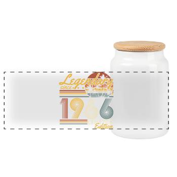 1966 Vintage Anniversaire Vintage Rétro Cadeau - Boîte à biscuits avec couvercle en bois - blanc - Devant