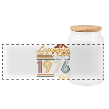 1976 Jahrgang Geburtstag Vintage Retro Geschenk - Panorama Keksdose mit Holzdeckel - Weiß - Vorne