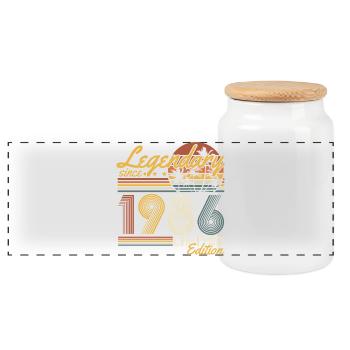 Cadeau rétro vintage d’anniversaire 1986 - Boîte à biscuits avec couvercle en bois - blanc - Devant