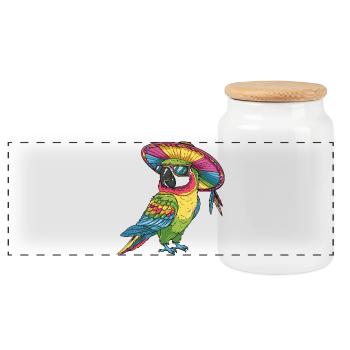 Sombrero drôle comique de perroquet - Boîte à biscuits avec couvercle en bois - blanc - Devant