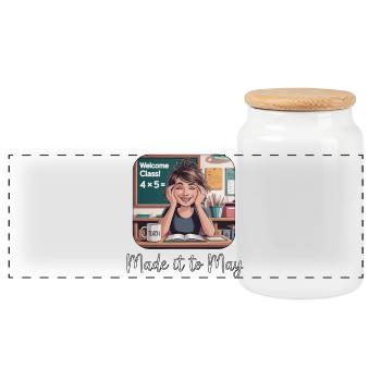 Funny Made It to May Teacher Girls Meme Last Day  - Panoramic Cookie Jar with Wooden Lid - white - Front