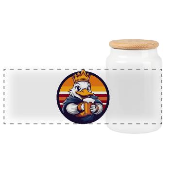 Ente Bier Lustig - Panorama Keksdose mit Holzdeckel - Weiß - Vorne