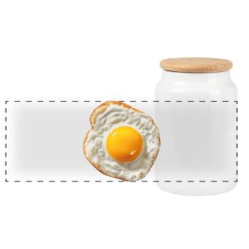 fried egg - Panoramic Cookie Jar with Wooden Lid - white - Front
