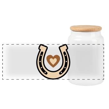 Fer à cheval Cœur Porte-bonheur Équitation - Boîte à biscuits avec couvercle en bois - blanc - Devant