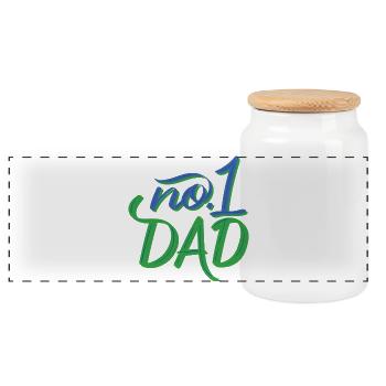 No.1 Dad – Handlettering - Panorama Keksdose mit Holzdeckel - Weiß - Vorne