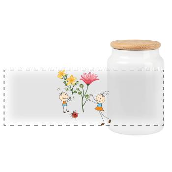 Acclamations d’enfants avec des fleurs colorées - Boîte à biscuits avec couvercle en bois - blanc - Devant