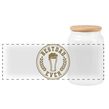 Best Dad Ever Bier Emblem für Väter - Panorama Keksdose mit Holzdeckel - Weiß - Vorne