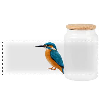 Colorful kingfisher - Panoramic Cookie Jar with Wooden Lid - white - Front