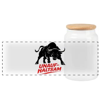 Maillot de sport Unstoppable Bull Motivation - Boîte à biscuits avec couvercle en bois - blanc - Devant