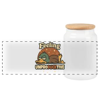Feeling Unproductive Duck Wortspiel - Panorama Keksdose mit Holzdeckel - Weiß - Vorne