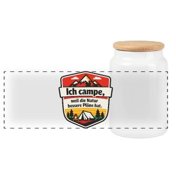 Wohnmobil Herzschlag Camper - Panorama Keksdose mit Holzdeckel - Weiß - Vorne