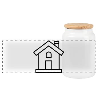 House Outline - Panoramic Cookie Jar with Wooden Lid - white - Front