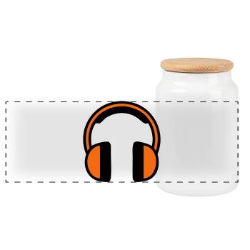 Hearing Protection Headphones Construction Site - Panoramic Cookie Jar with Wooden Lid - white - Front
